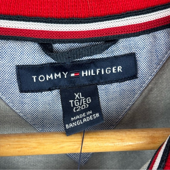 NWT Tommy Hilfiger Boys Light Gray Polo with Red Accents Sz XL (20) - Picture 3 of 11